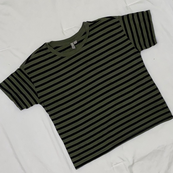 SOLD: Green and black stripped shirt - Picture 1 of 2